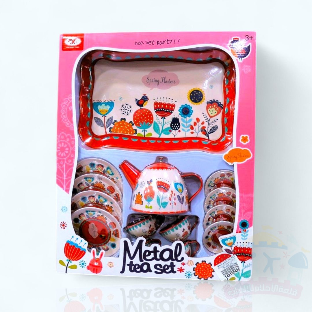 طقم فناجين مع صحن تقديم أزهار