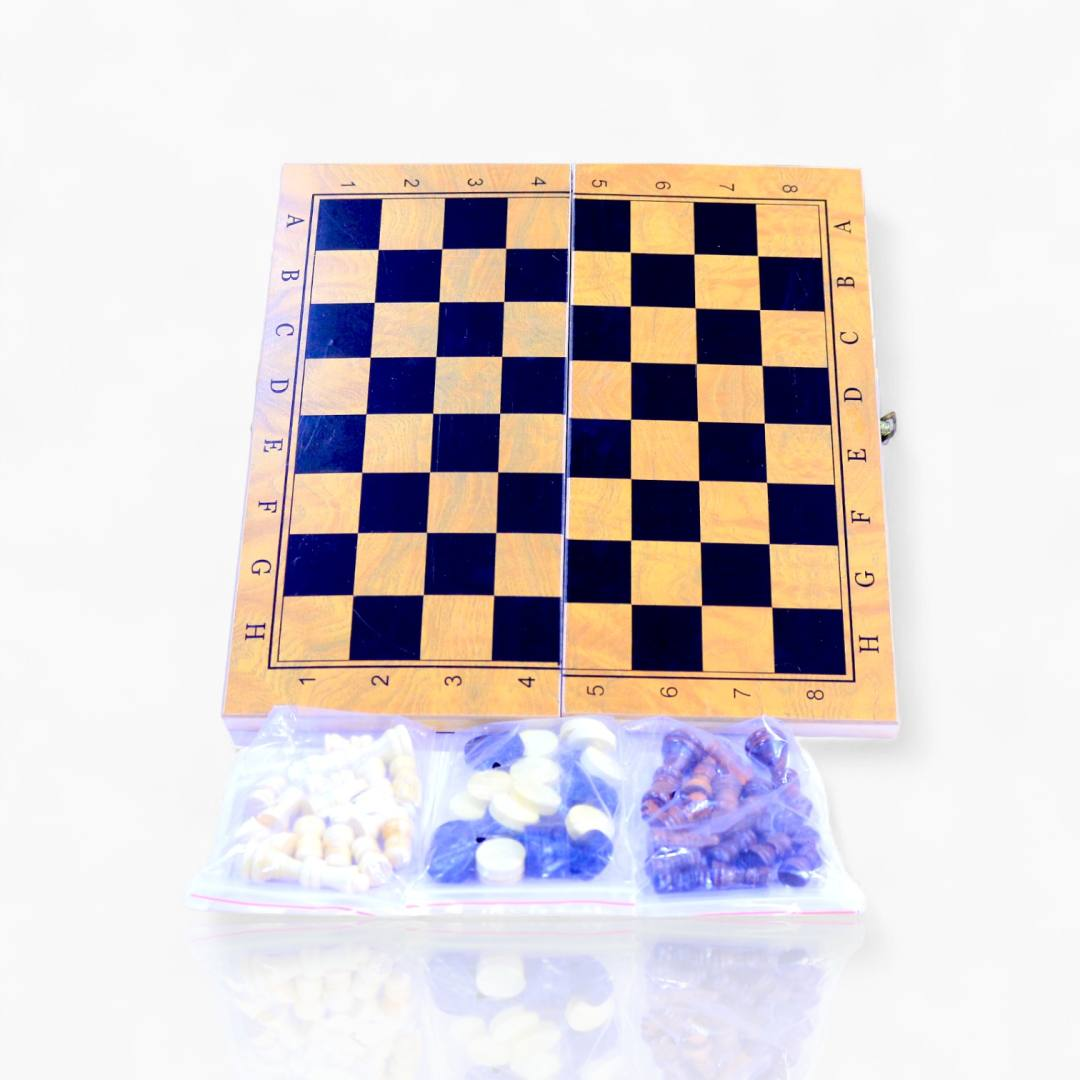 شطرنج خشبي 3 في 1 - الصورة 3